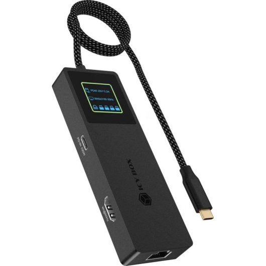 Base pour portables Icy Box Spade Dock 4038 USB-C 100W HDMI 4K Ethernet