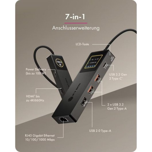 Base pour portables Icy Box Spade Dock 4038 USB-C 100W HDMI 4K Ethernet