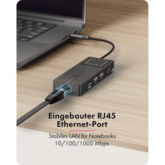 Base pour portables Icy Box Spade Dock 4038 USB-C 100W HDMI 4K Ethernet