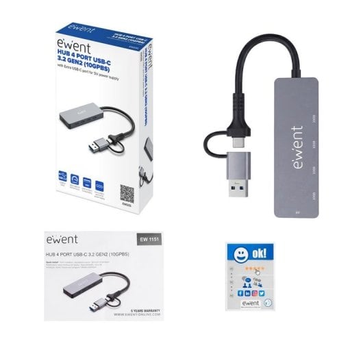 Hub Ewent 7 portas 10 Gbps Gigabit Ethernet modelo EW1151 com carga rápida