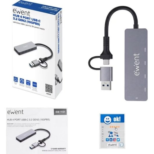 Hub Ewent 7 portas 10 Gbps Gigabit Ethernet modelo EW1151 com carga rápida