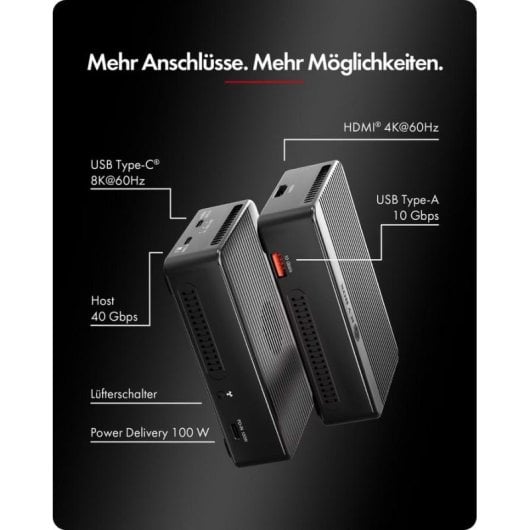 Caja PC Icy Box Heart RAID 2818 M.2 Aluminio Negro con RAID software y USB4