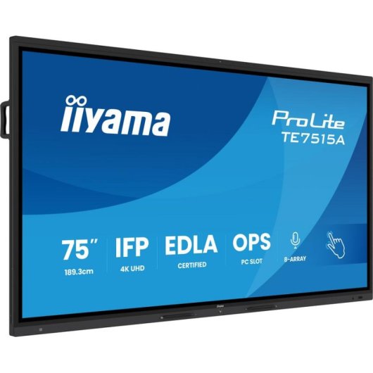 Pantalla Interactiva iiyama ProLite TE7515A-B2AG 75" 4K UHD táctil Android