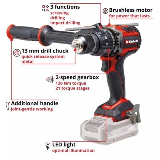 Taladro de pistola Einhell TP-CD 18/120 Li-i BL Sin escobillas 18V Negro/Rojo