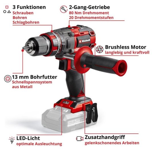 Taladro Einhell TP-CD 18/80 Li-i BL Inalámbrico 18V Sin Llave