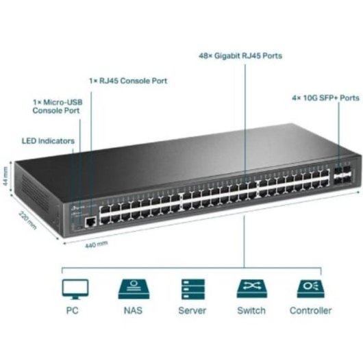 Switch Omada SG3452X 48 Porte Gigabit L2+ 4 Slot SFP+ 10G