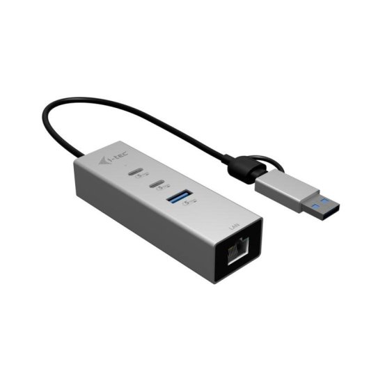 Hub i-tec 4 porte 5 Gbit/s USB-C/USB-A 2.5GLAN Metallo Argento