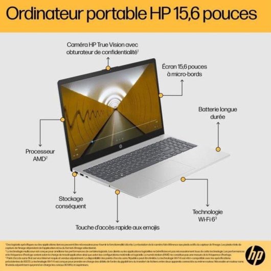 Portátil HP 15-fc0164nf 15,6" AMD Ryzen 7 7730U 32GB 512GB SSD Radeon Windows 11 Home
