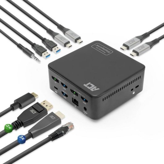 Docking Station USB-C 4K para 3 monitores ACT AC7148 DisplayLink