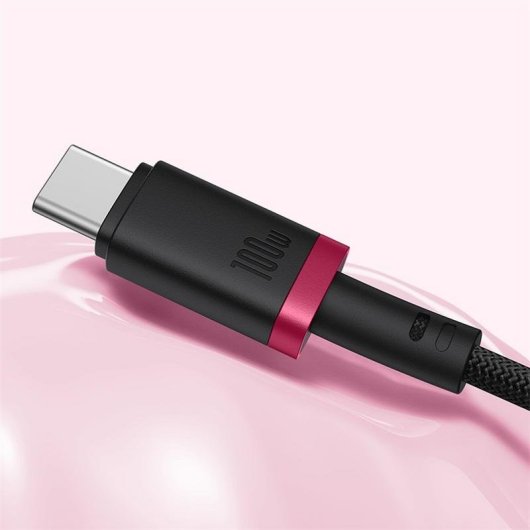 Cable USB-C Baseus Dura 100W 1m Negro y Rojo Carga Rápida PD