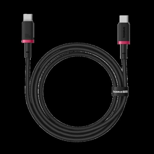 Cable USB-C Baseus Dura 100W 1m Negro y Rojo Carga Rápida PD