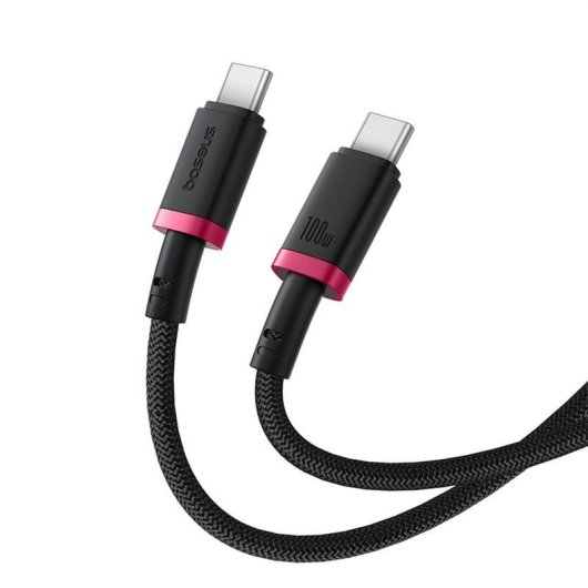 Cable USB-C Baseus Dura 100W 1m Negro y Rojo Carga Rápida PD