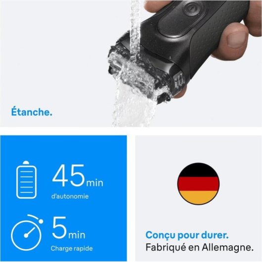 Rasoio Viso Braun Series 3 3000s Senza Fili 30min Wet & Dry Griglia Ricarica Rapida