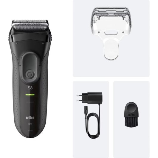Rasoio Viso Braun Series 3 3000s Senza Fili 30min Wet & Dry Griglia Ricarica Rapida
