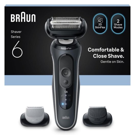 Afeitadora Facial Braun Series 6 62-G1650s Inalámbrica 60min Seco y Mojado 3 Láminas Carga Rápida