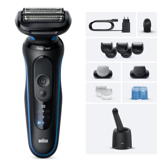 Afeitadora Facial Braun Serie 5 52-B7650cc Inalámbrica 50min Seco y Mojado 3 Cuchillas Carga Rápida