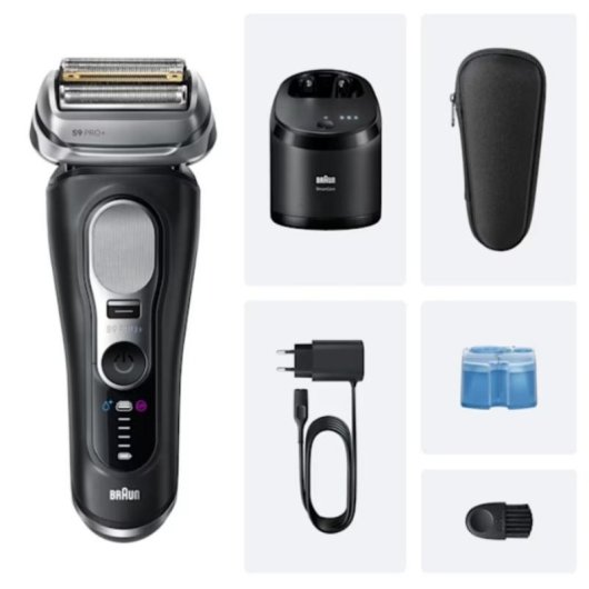 Máquina de Barbear Facial Braun Series 9 Pro+ 9660cc Recarregável 60min Seco e a Húmido Cabeça Flexível