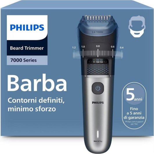 Bartschneider Philips Beard Trimmer 7000 BT7670/15 Kabellos 120min 40 Längen 7 Aufsätze Wasserdicht Schnellladung