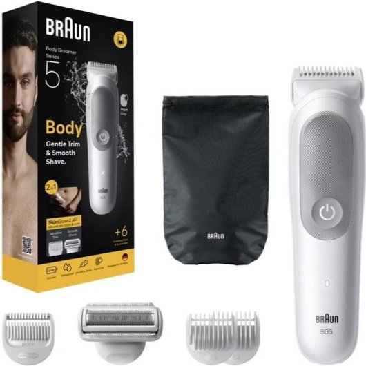 Afeitadora Corporal Braun Series 5 80789712 Inalámbrica 100min Seco y Mojado 3 Peines Skinguard