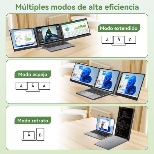 Monitor Blackview DCM8 Pro 15,3" FullHD+ 60Hz IPS Triple Pantalla USB-C Altavoz Integrado