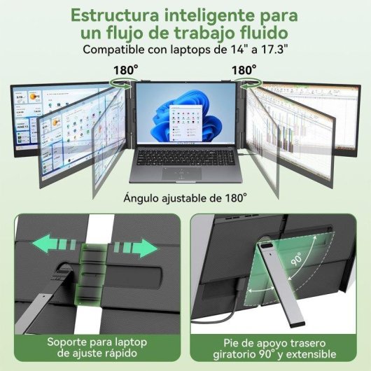Monitor Blackview DCM8 Pro 15,3" FullHD+ 60Hz IPS Triple Pantalla USB-C Altavoz Integrado