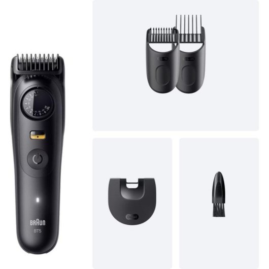 Cortapelos Braun BeardTrimmer 5 80789813 Inalámbrico 20 Longitudes 120min 3 Peines Resistente al Agua