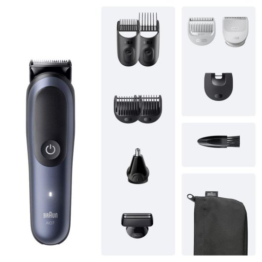 Cortapelos Multifunción Braun Series 7 Aio7540 Inalámbrico 120min 21 Longitudes 8 Peines Seco y Húmedo Carga Rápida