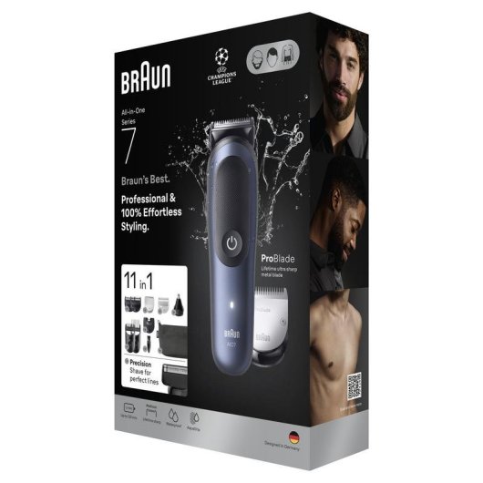 Cortapelos Multifunción Braun Series 7 Aio7540 Inalámbrico 120min 21 Longitudes 8 Peines Seco y Húmedo Carga Rápida