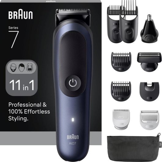 Cortapelos Multifunción Braun Series 7 Aio7540 Inalámbrico 120min 21 Longitudes 8 Peines Seco y Húmedo Carga Rápida