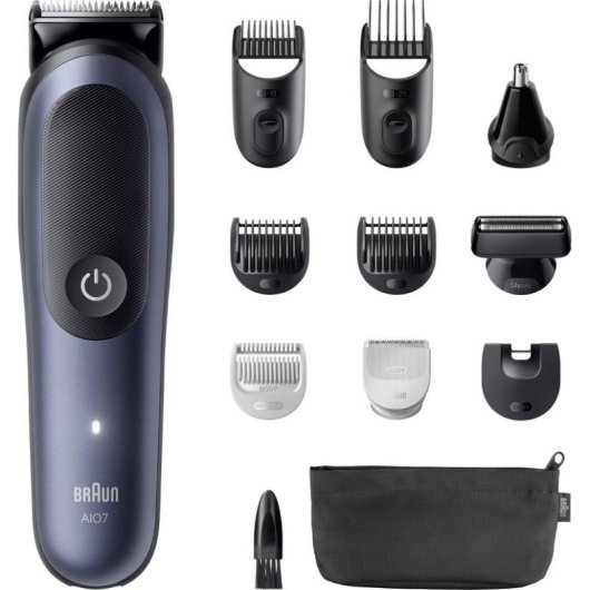 Cortapelos Multifunción Braun Series 7 Aio7540 Inalámbrico 120min 21 Longitudes 8 Peines Seco y Húmedo Carga Rápida