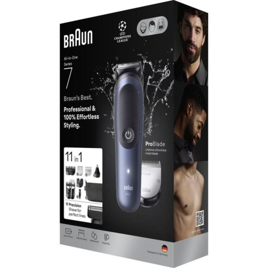 Cortapelos Multifunción Braun Series 7 Aio7540 Inalámbrico 120min 21 Longitudes 8 Peines Seco y Húmedo Carga Rápida