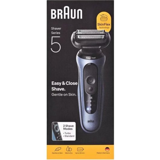 Afeitadora Facial Braun Series 5 52-A1000s Inalámbrica 50min Seco y Mojado 3 Láminas Carga Rápida