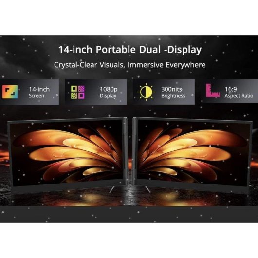 Monitor Blackview DCM6 14" FullHD IPS 60Hz Dual USB-C Ultraligero Sonido Integrado Certificado Low Blue Light