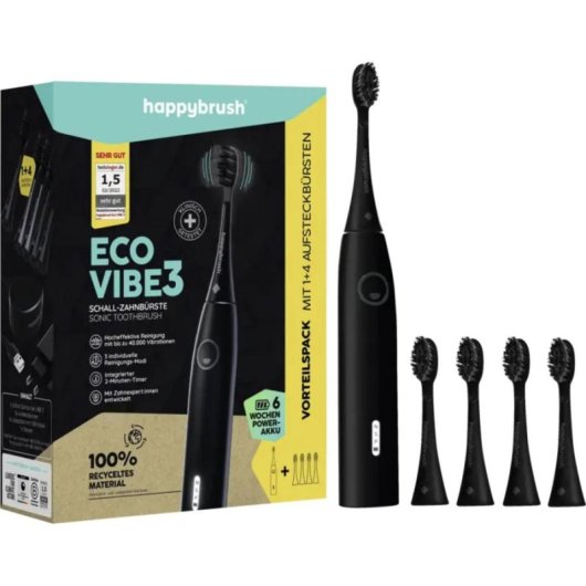 Cepillo de Dientes Sónico happybrush ECO VIBE 3 3 Modos 5 Cabezales Temporizador