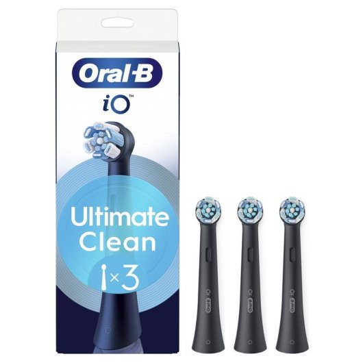 Recargas Escovas Dentes Oral-B iO Ultimate Clean 3 Unidades Preto Indicador Desgaste