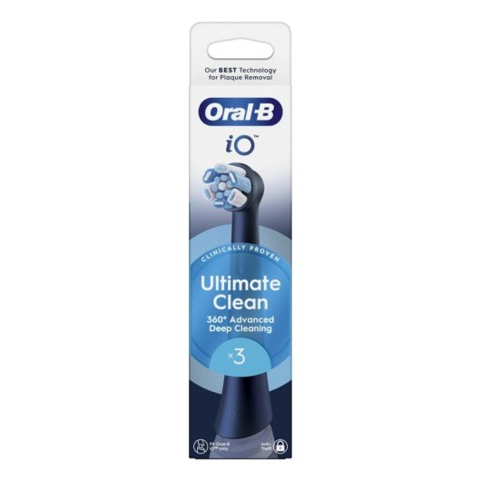 Recargas Escovas Dentes Oral-B iO Ultimate Clean 3 Unidades Preto Indicador Desgaste