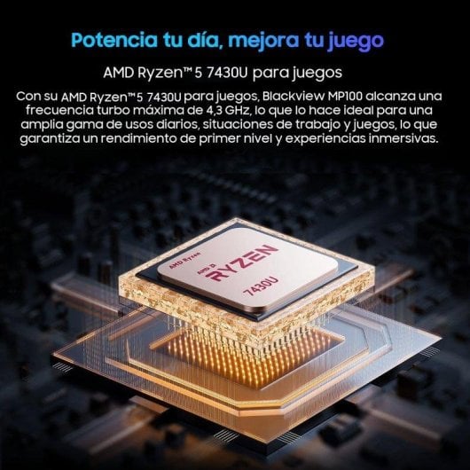 Mini PC Blackview MP100PRO AMD Ryzen 5 7430U 16GB 512GB SSD Radeon Windows 11 Pro Silencioso