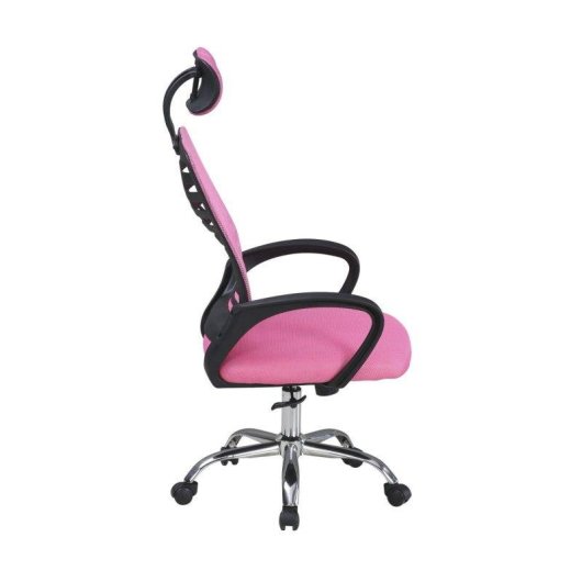 Silla de escritorio Home Heavenly Queny giratoria y regulable tapizada tejido 3D color rosa