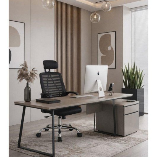 Silla de escritorio Home Heavenly Queny giratoria y regulable tapizada en tejido 3D negro