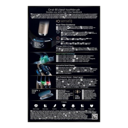 Brosse à Dents Oscillo-Rotative Oral-B iO Series 10 7 Modes 1 Embout Capteur de Pression