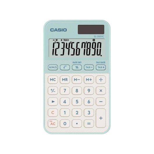 Calculadora de bolsillo Casio SL-310YC 10 dígitos Solar/Batería Verde Claro
