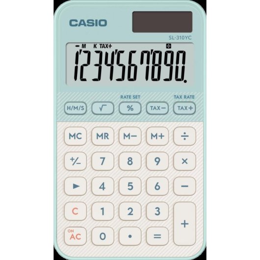 Calculadora de bolsillo Casio SL-310YC 10 dígitos Solar/Batería Verde Claro