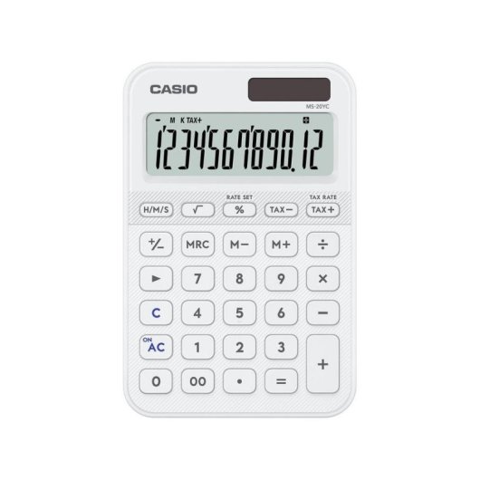 Calcolatrice da scrivania Casio MS-20YC 12 cifre Alimentazione mista Bianca