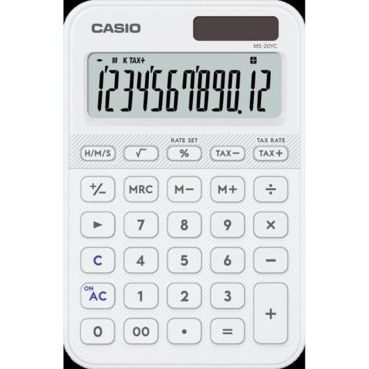 Calcolatrice da scrivania Casio MS-20YC 12 cifre Alimentazione mista Bianca