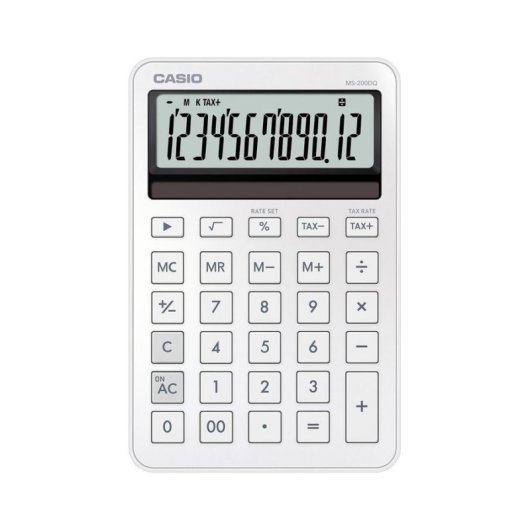 Calculadora Escritorio Casio MS-200DQ 12 Dígitos Batería/Solar Blanco