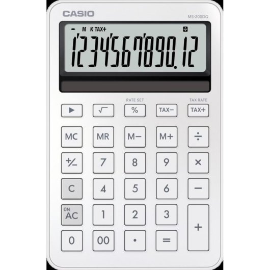 Calculadora Escritorio Casio MS-200DQ 12 Dígitos Batería/Solar Blanco
