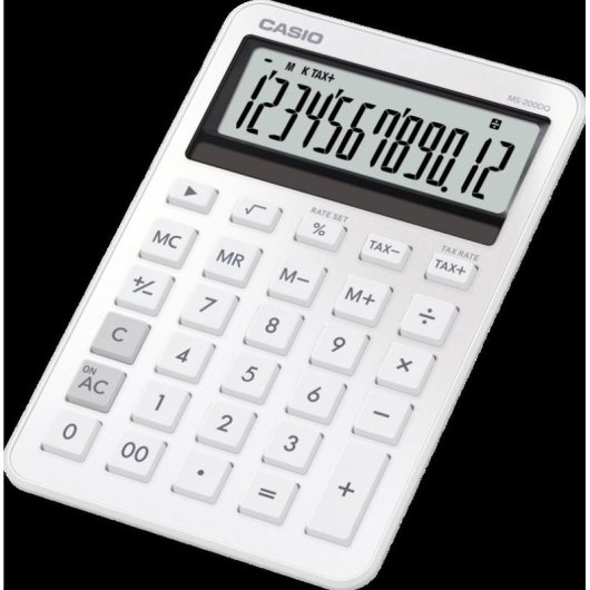 Calculadora Escritorio Casio MS-200DQ 12 Dígitos Batería/Solar Blanco