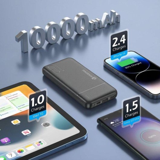 Batería Externa Sikenai KS-10 10000 mAh USB-C Carga Rápida