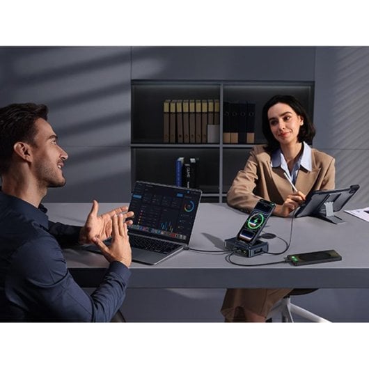 Cargador Baseus Nomos NH21 4-en-1 Inalámbrico USB-C Qi2 160W Negro Cosmic