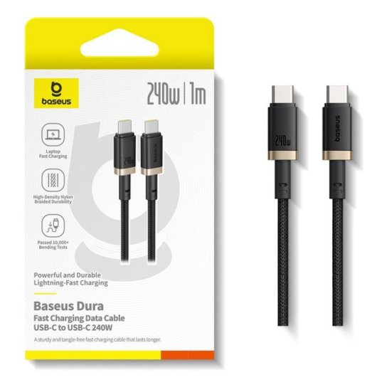 Cable USB-C Baseus Dura 240W 1 m Noir et Or